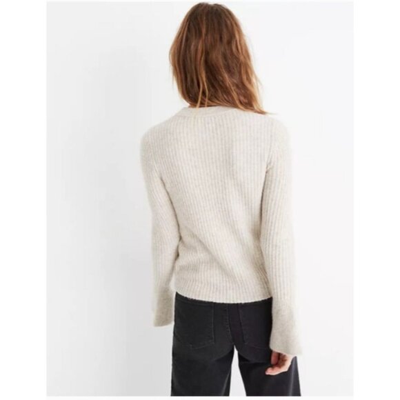 Madewell Wool Blend Flared Sleeve Lightweight Fall School Sweater Sz XS Oatmeal - Picture 4 of 12